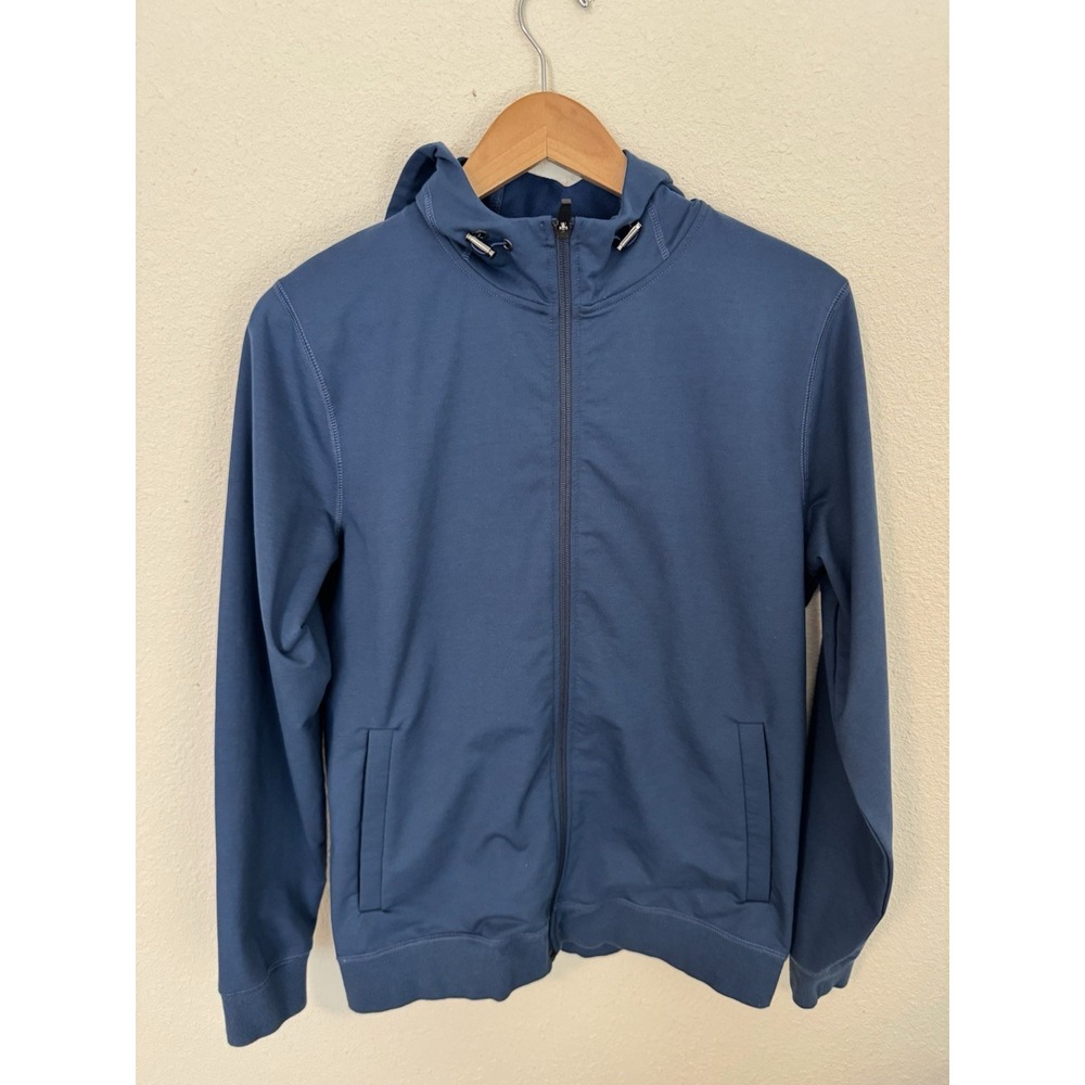 Sunspel England 1860 Navy Blue Full‎ Zip Hoodie Cotton Poly Elastane Size Small